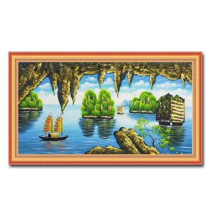 Tranh phong cảnh vịnh Hạ Long vẽ sơn dầu đẹp