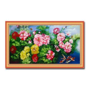 Tranh treo tường hoa mẫu đơn đẹp vẽ sơn dầu