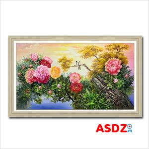 Tranh hoa mẫu đơn đẹp vẽ sơn dầu