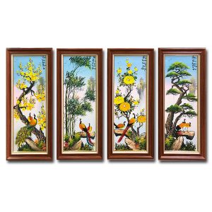 Tranh tứ quý bốn mùa vẽ sơn dầu đẹp