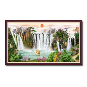 Tranh treo tường đẹp thác nước phong thủy