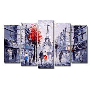 Mẫu tranh đẹp tháp Eiffel và phong cảnh thành phố Paris