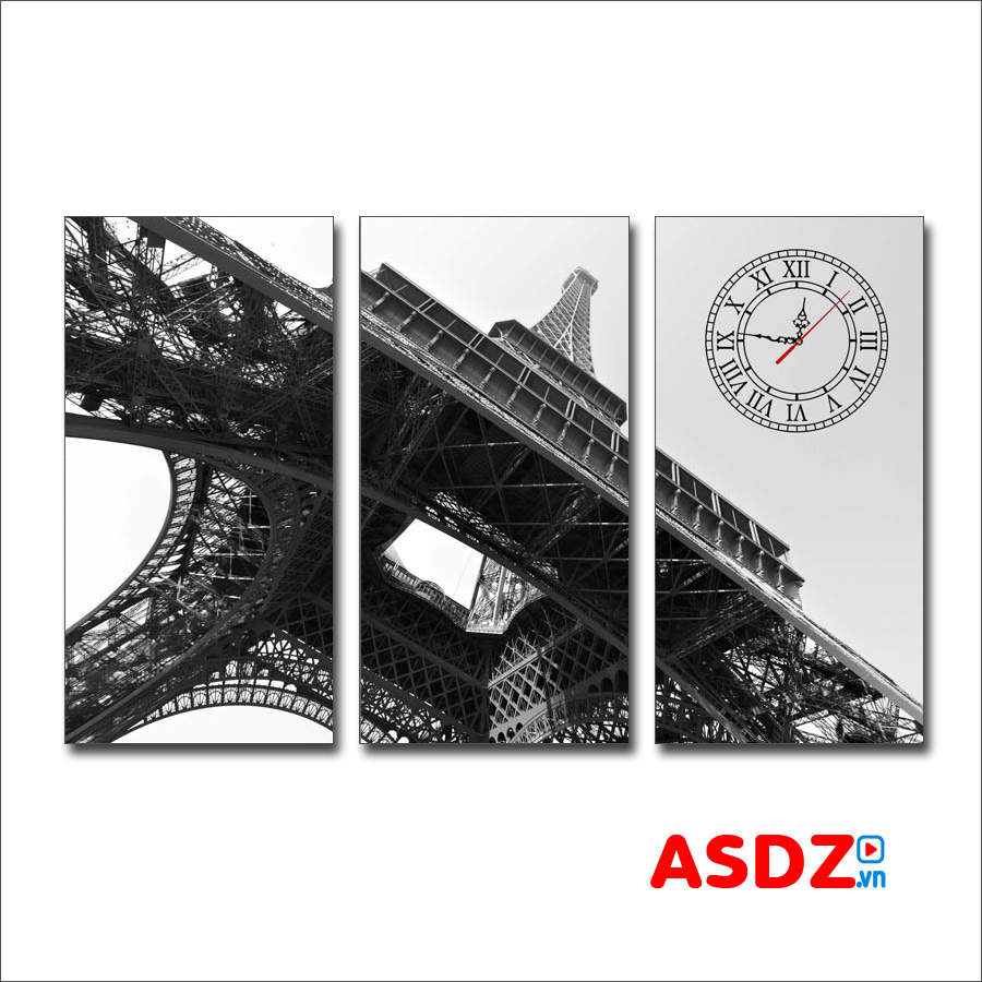 Tranh treo tường tháp Eiffel đẹp màu đen trắng