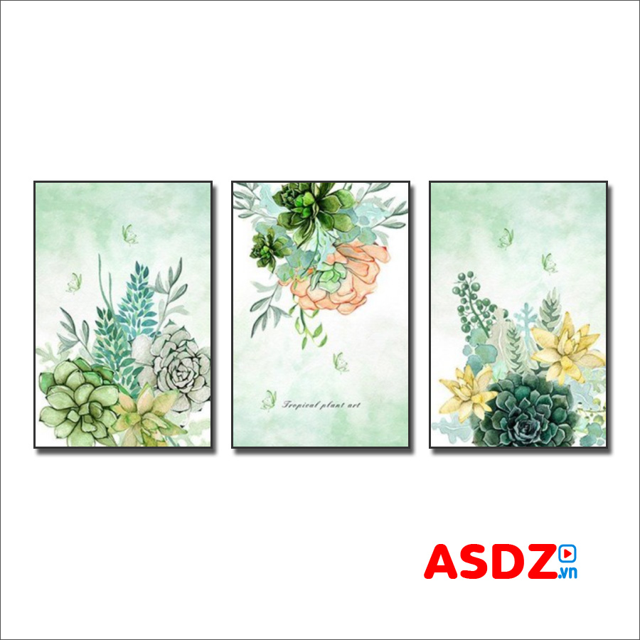 Bộ 3 bức tranh canvas đẹp hình ảnh các loại hoa lá