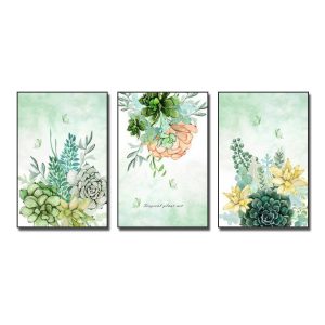Bộ 3 bức tranh canvas đẹp hình ảnh các loại hoa lá