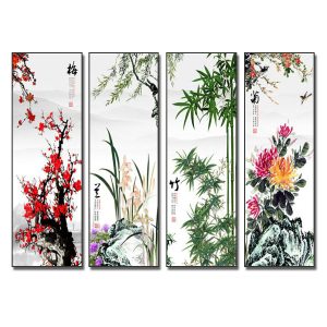 Bộ tranh tứ quý đào lan trúc cúc đẹp giá rẻ