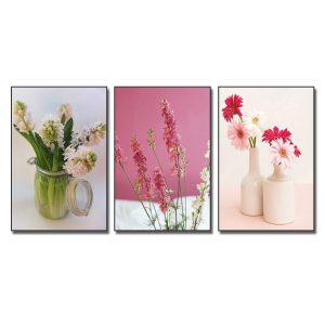 Bộ 3 bức tranh bình hoa đẹp chất liệu canvas