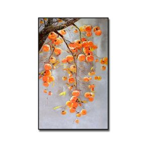 Bức tranh khổ dọc đẹp cành hồng trĩu quả