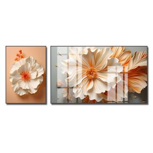 Bộ 2 bức tranh tráng gương đẹp hình hoa nổi 3D vẽ bằng công nghệ AI