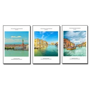 Bộ 3 bức tranh đẹp phong cảnh dòng sông xanh châu Âu