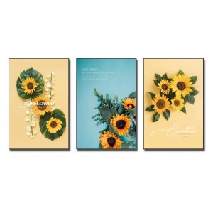 Bộ tranh treo tường hoa hướng dương đẹp in chất liệu canvas