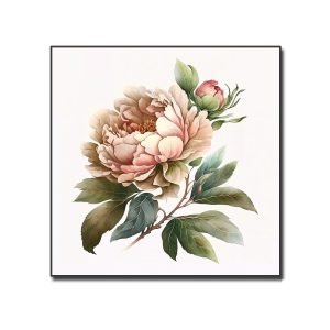 Tranh hoa mẫu đơn đẹp 1 bông và nụ