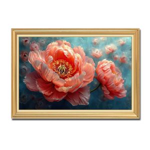 Tranh đẹp hoa mẫu đơn 2 bông vẽ bằng AI