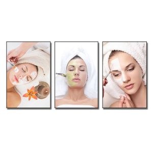 Bộ 3 bức tranh spa các cô gái đẹp đắp dưỡng da mặt