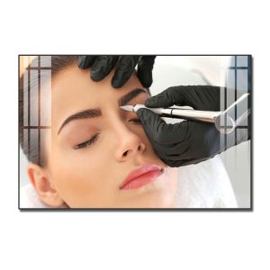 Mẫu tranh spa đẹp cô gái kẻ lông mày