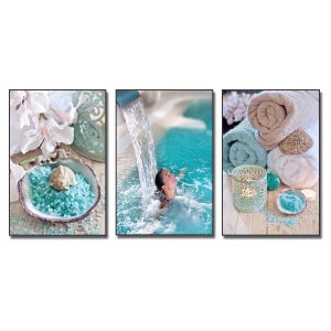 Mẫu tranh spa đẹp cô gái tắm suối thư giãn