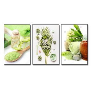Mẫu tranh spa đẹp các loại tinh dầu thảo mộc gam màu xanh cốm
