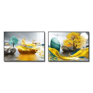Bộ 2 bức tranh tráng gương đẹp ghép ngang