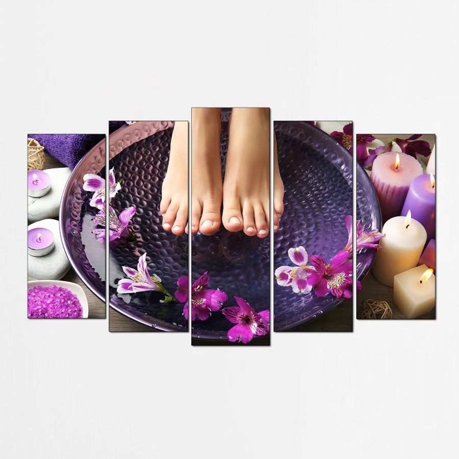 Mẫu tranh trang trí spa nail đẹp kiểu ghép bộ 5 tấm