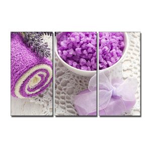 Tranh trang trí spa đẹp phối màu tím và trắng kem
