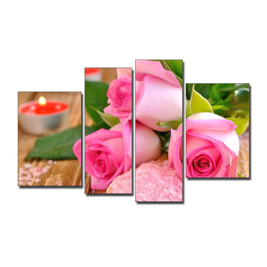 Tranh spa đẹp hoa hồng ghép bộ nghệ thuật