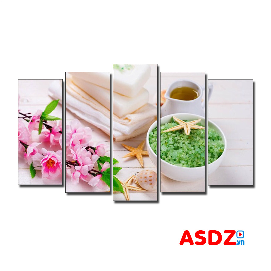 Tranh trang trí spa đẹp kiểu ghép 5 tấm hiện đại