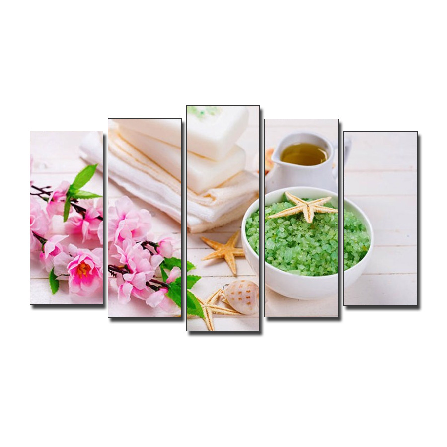 Tranh trang trí spa đẹp kiểu ghép 5 tấm hiện đại