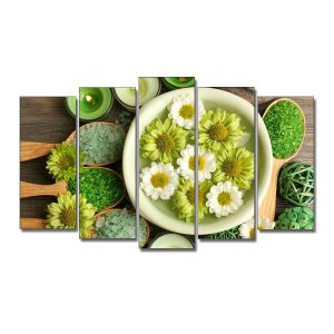Mẫu tranh spa kiểu ghép bộ đẹp với gam màu xanh dịu