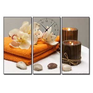 Tranh spa đẹp hình ảnh hoa lan, khăn tắm, nến thơm