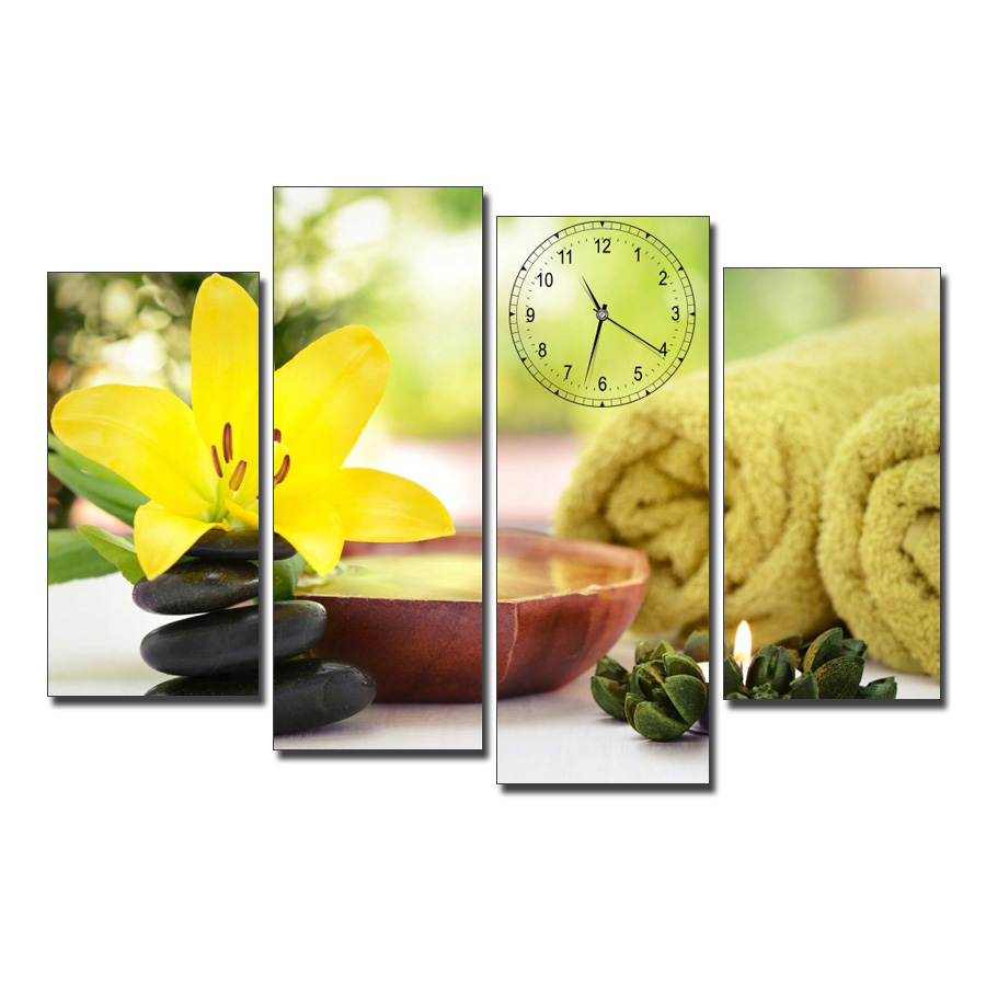 Tranh spa ghép bộ đẹp nghệ thuật hình ảnh hoa ly vàng