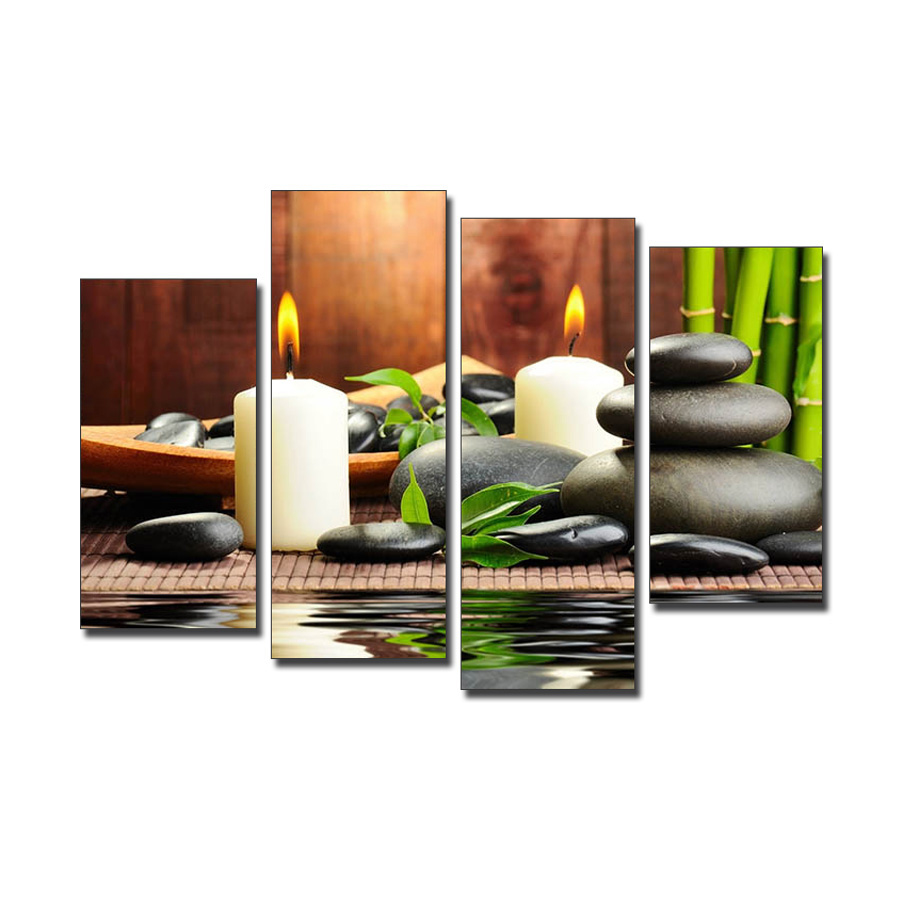 Mẫu tranh spa đẹp hình ảnh nến thơm đá cuội