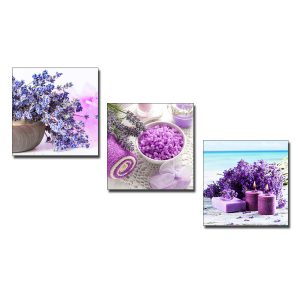 Bộ 3 bức tranh spa đẹp với màu tím lãng mạn trẻ trung