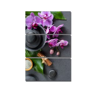 Tranh spa đẹp kiểu khổ dọc hình ảnh hoa lan tím
