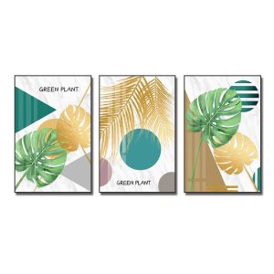 Tranh treo tường lá cây đẹp bộ ghép 3 bức