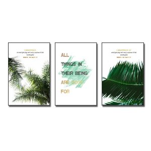 Bộ tranh treo tường lá cây và slogan tiếng anh