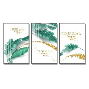 Bộ 3 bức tranh canvas lá cây đẹp