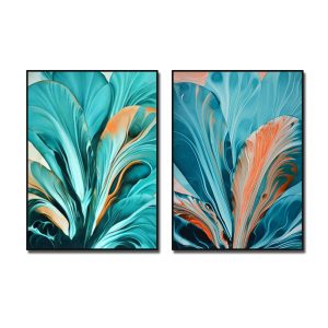 Bộ 2 bức tranh lá cây đẹp nghệ thuật