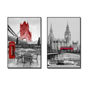 Bộ 2 bức tranh treo tường đẹp hình ảnh phong cảnh London Châu Âu