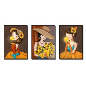 Tranh treo tường bé gái tạo hình đẹp treo phong ngủ trẻ em