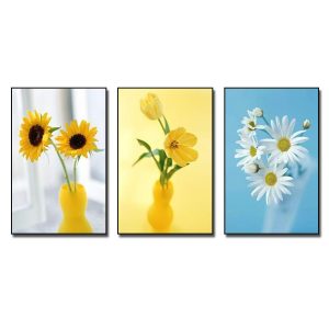 Bộ 3 bức tranh canvas bình hoa đẹp