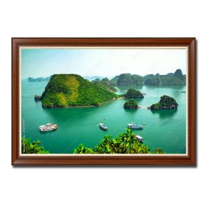 Bức tranh đẹp phong cảnh Vịnh Hạ Long một màu xanh biết dịu mát