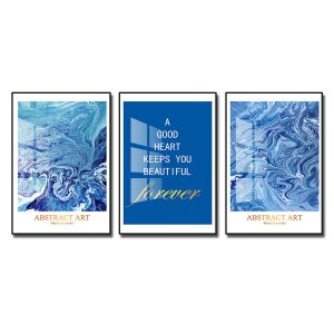 Bộ 3 bức tranh tráng gương trừu tượng sóng biển đẹp