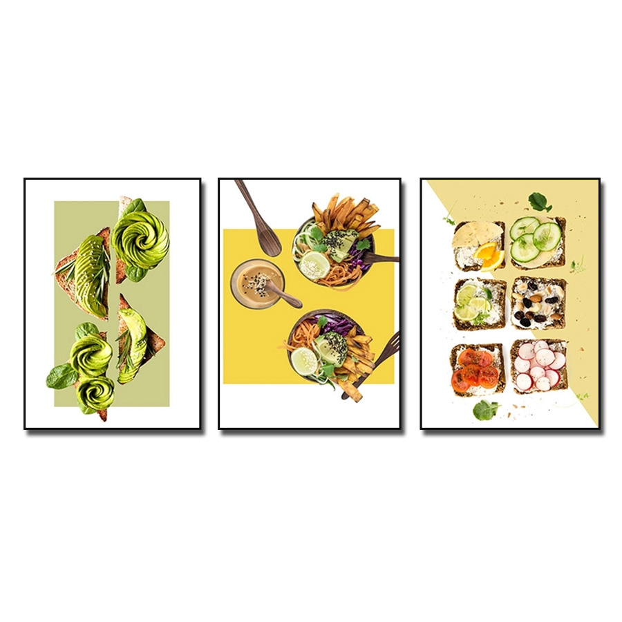 Bộ tranh canvas phòng ăn đẹp hoa quả ẩm thực