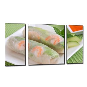 Tranh đẹp treo trang trí phòng ăn, quán ăn nhà hàng với hình ảnh những chiếc nem cuộn