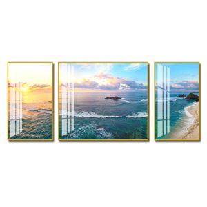 Tranh treo tường phong cảnh biển đẹp bộ ghép 3 tấm