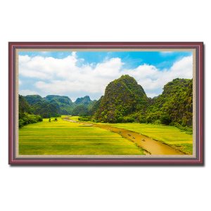 Bức tranh treo tường đẹp phong cảnh đồng lúa và sông núi Ninh Bình