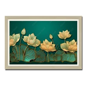 Bức tranh treo tường đẹp hình ảnh đầm hoa sen vàng