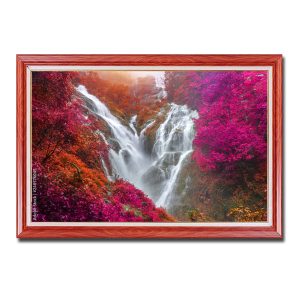 Giữa rừng cây rực rỡ sắc đỏ là hình ảnh thác nước đẹp màu trắng xóa
