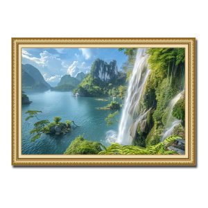 Một góc nhìn nghiêng đẹp về thác nước và phong cảnh thiên nhiên non nước đẹp như tranh vẽ