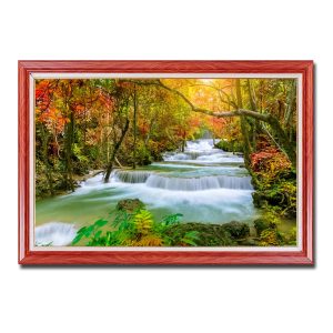 Bức tranh treo tường đẹp hình ảnh thác nước và phong cảnh rừng cây mùa thu